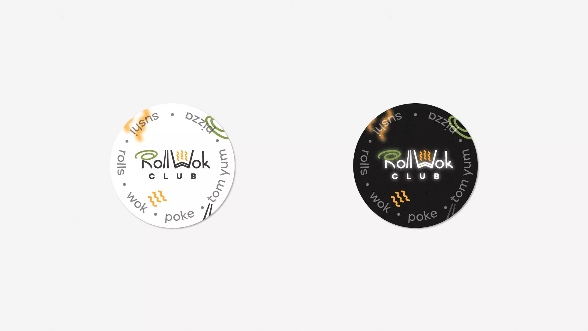 Разработка наклеек для суши-бара «Roll Wok Club» в Сенгилее